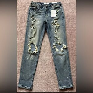 Kancan Womens High Rise‎ Super Skinny Distressed Blue Jeans Size 28 NWT